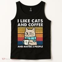 I Like Cats And Coffee And Maybe 3 People Tank Top thumb 2