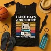I Like Cats And Coffee And Maybe 3 People Tank Top thumb 4
