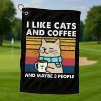 I Like Cats And Coffee And Maybe 3 People Golf Towel thumb 1