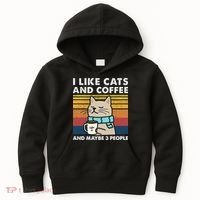 I Like Cats And Coffee And Maybe 3 People Kids Hoodie thumb 0