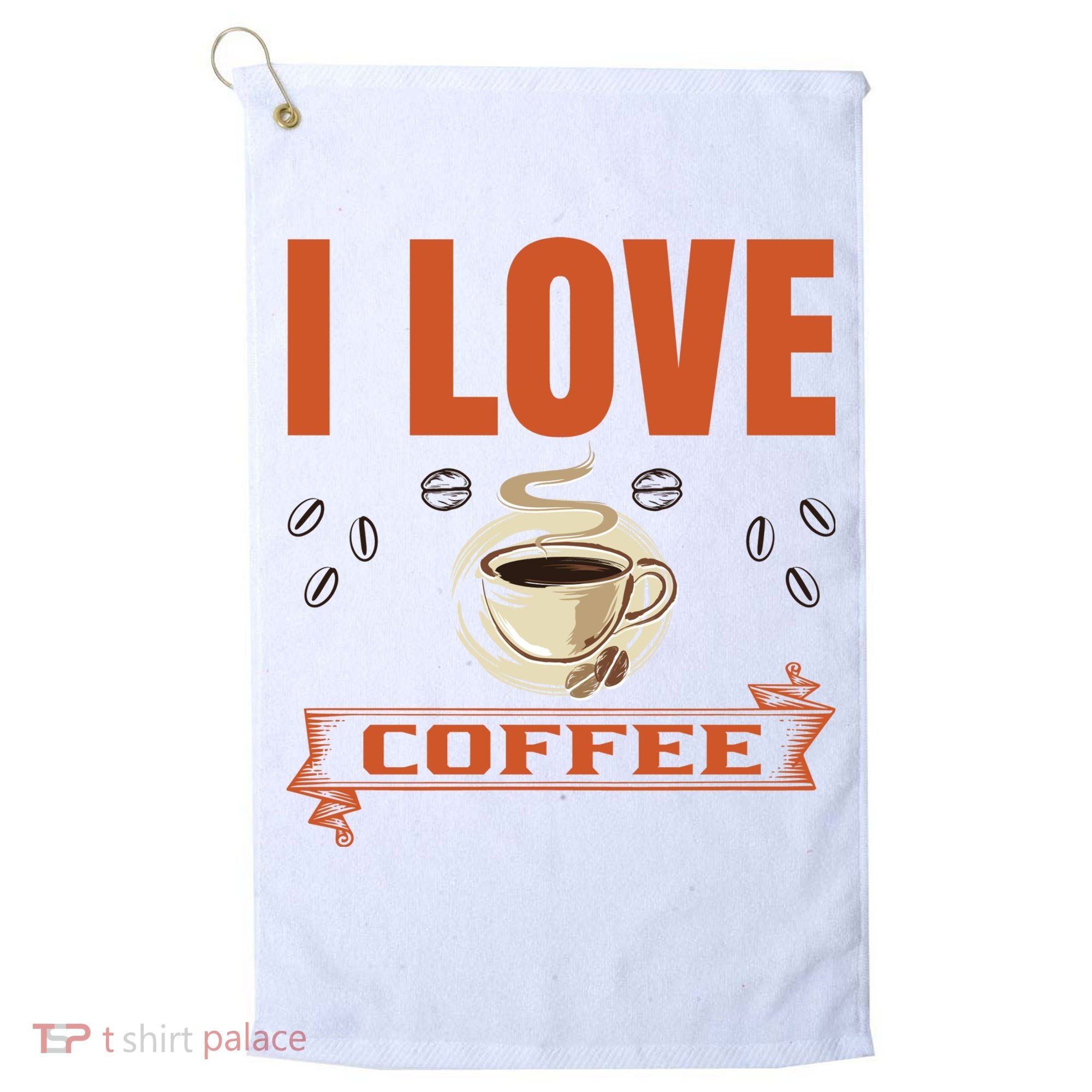 I Love Coffee Golf Towel