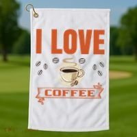 I Love Coffee Golf Towel thumb 1