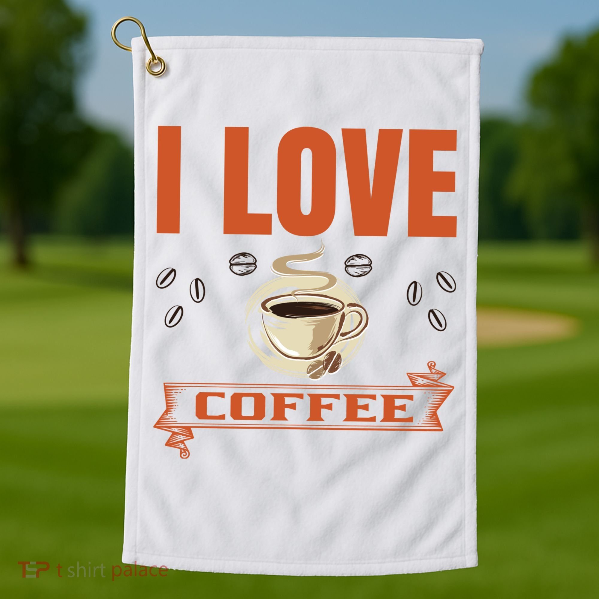 I Love Coffee Golf Towel