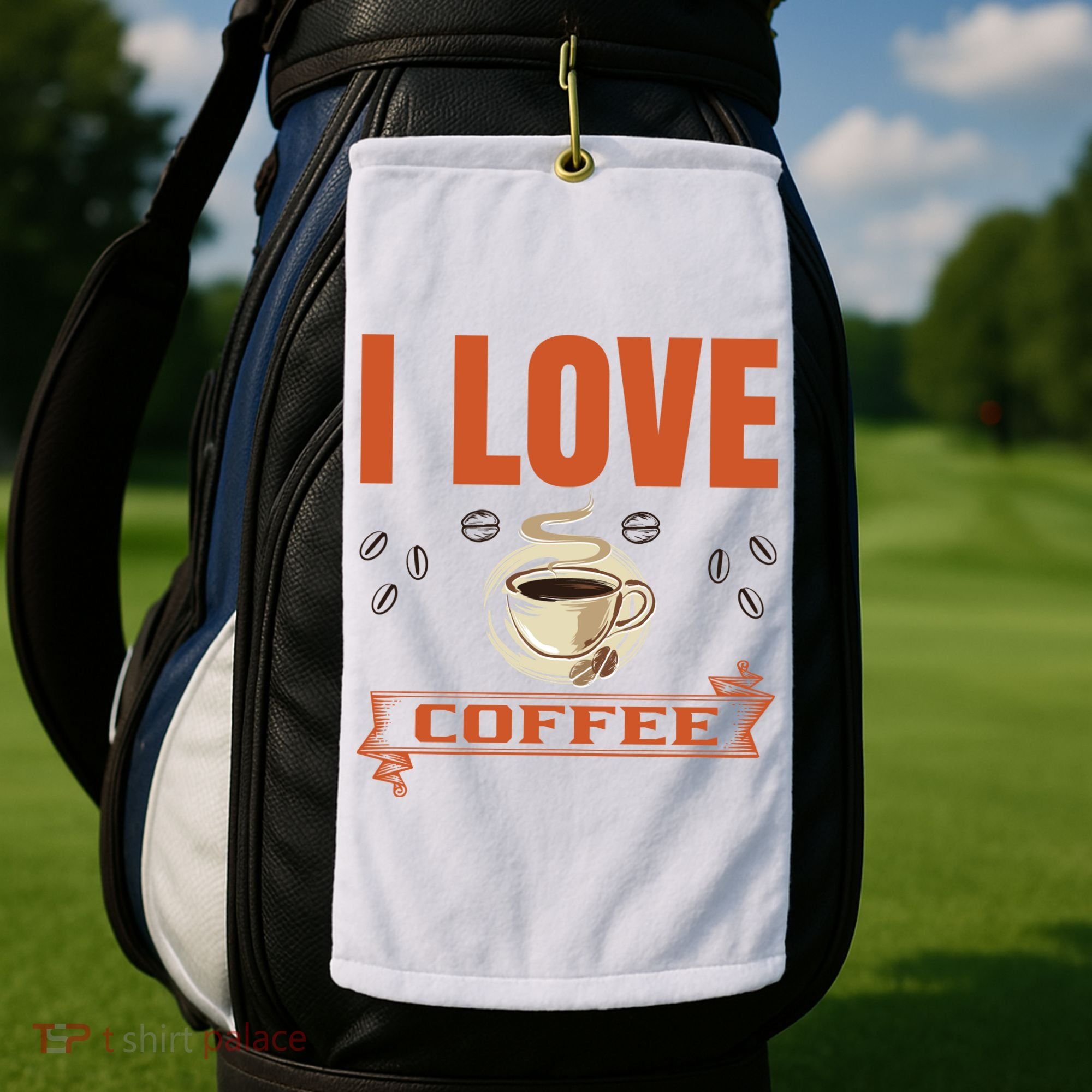 I Love Coffee Golf Towel
