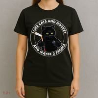 I Like Cats And Hockey And Maybe 3 People Funny Cats T-Shirt thumb 4