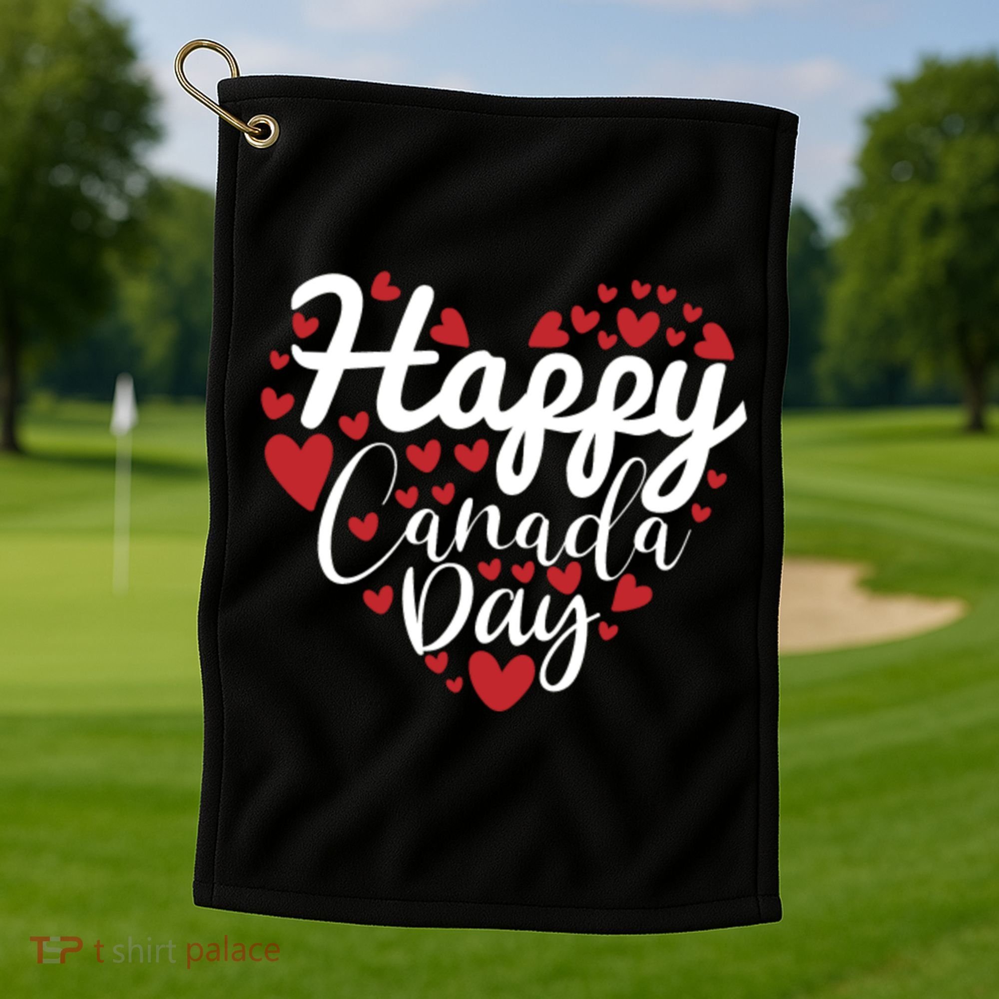 I Love Canada Happy Canada Day Gift Golf Towel