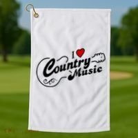 I Love Country Music Golf Towel thumb 1