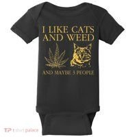 I Like Cats And Weed And Maybe 3 People Baby Bodysuit thumb 0