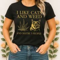 I Like Cats And Weed And Maybe 3 People Women's T-Shirt thumb 2