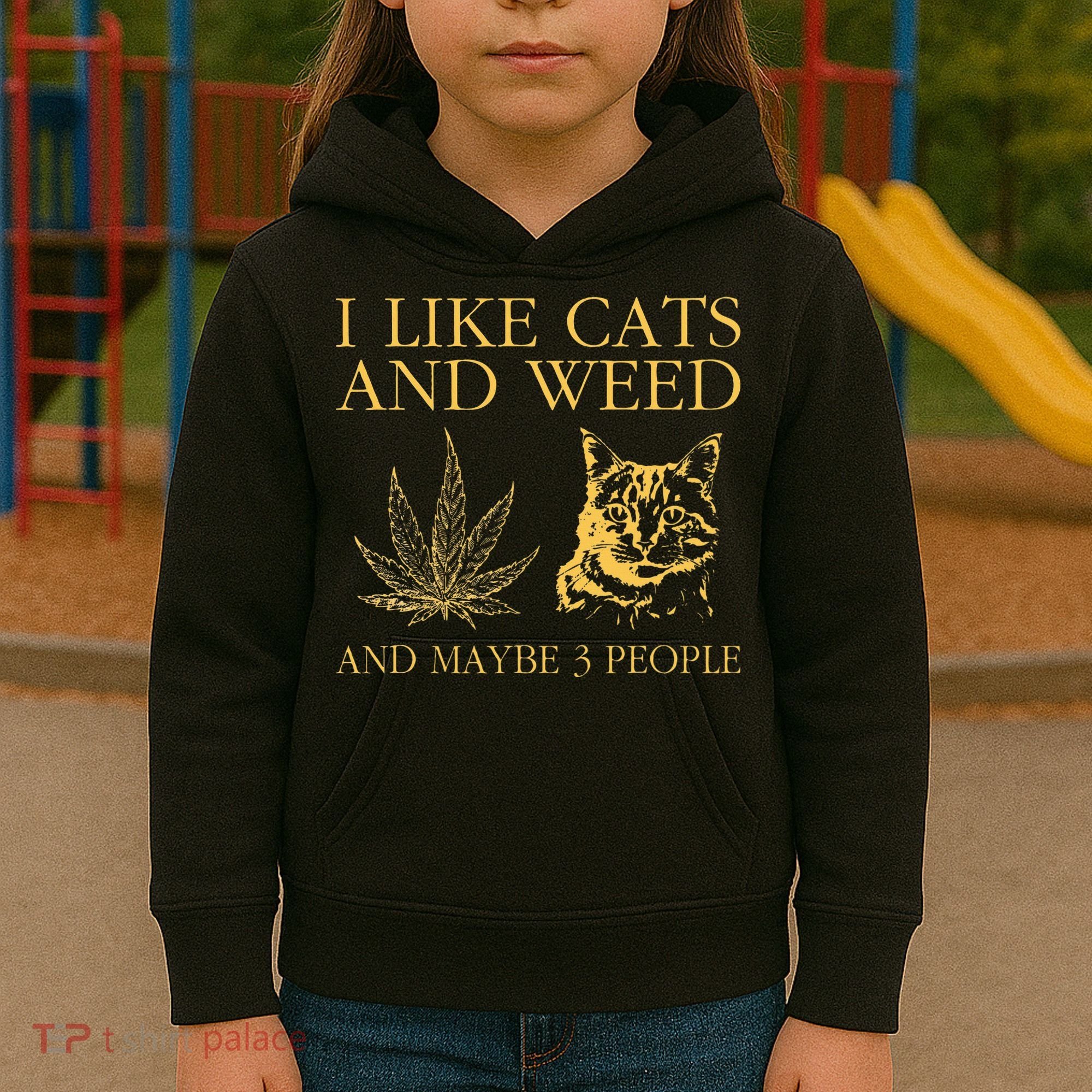 I Like Cats And Weed And Maybe 3 People Kids Hoodie