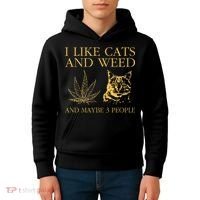 I Like Cats And Weed And Maybe 3 People Kids Hoodie thumb 4