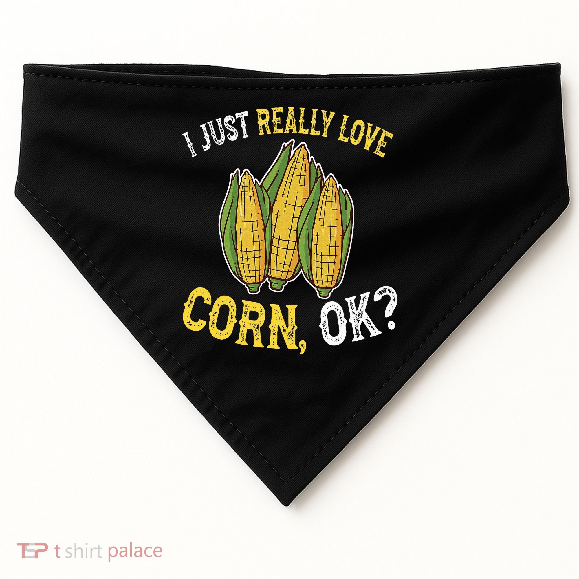 I Love Corn OK Cute And Funny Corn On The Cob USA-Made Doggie Bandana