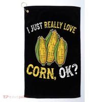 I Love Corn OK Cute And Funny Corn On The Cob Golf Towel thumb 0