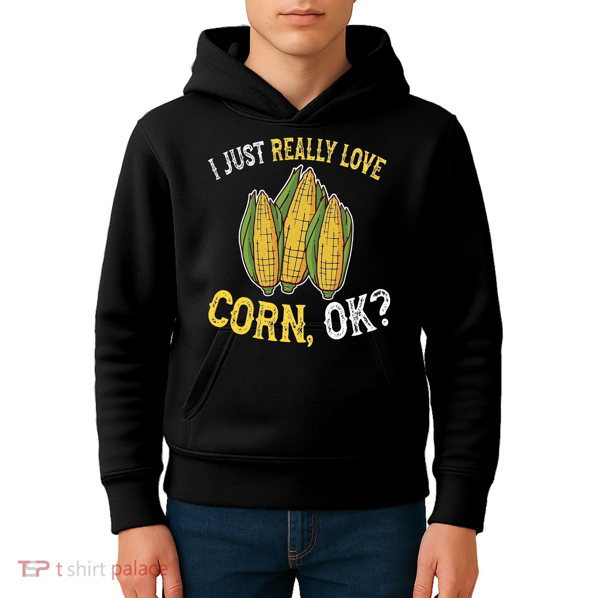I Love Corn OK Cute And Funny Corn On The Cob Kids Hoodie