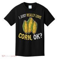 I Love Corn OK Cute And Funny Corn On The Cob Kids T-Shirt thumb 0