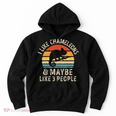 I Like Chameleons And Maybe 3 People Chameleon Lizard Retro Hoodie