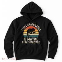 I Like Chameleons And Maybe 3 People Chameleon Lizard Retro Hoodie thumb 0