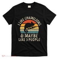 I Like Chameleons And Maybe 3 People Chameleon Lizard Retro T-Shirt thumb 0