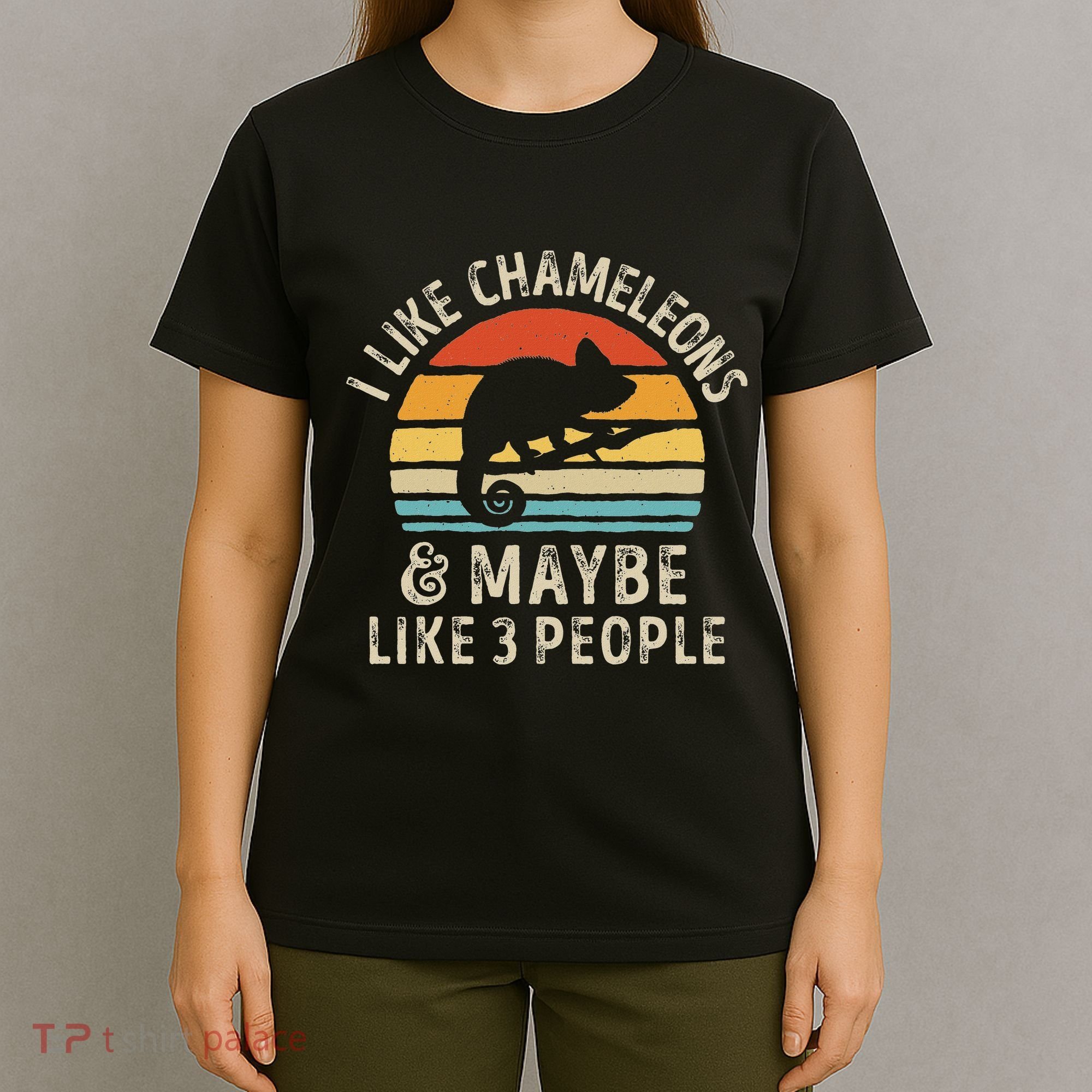 I Like Chameleons And Maybe 3 People Chameleon Lizard Retro T-Shirt
