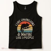 I Like Chameleons And Maybe 3 People Chameleon Lizard Retro Tank Top thumb 2