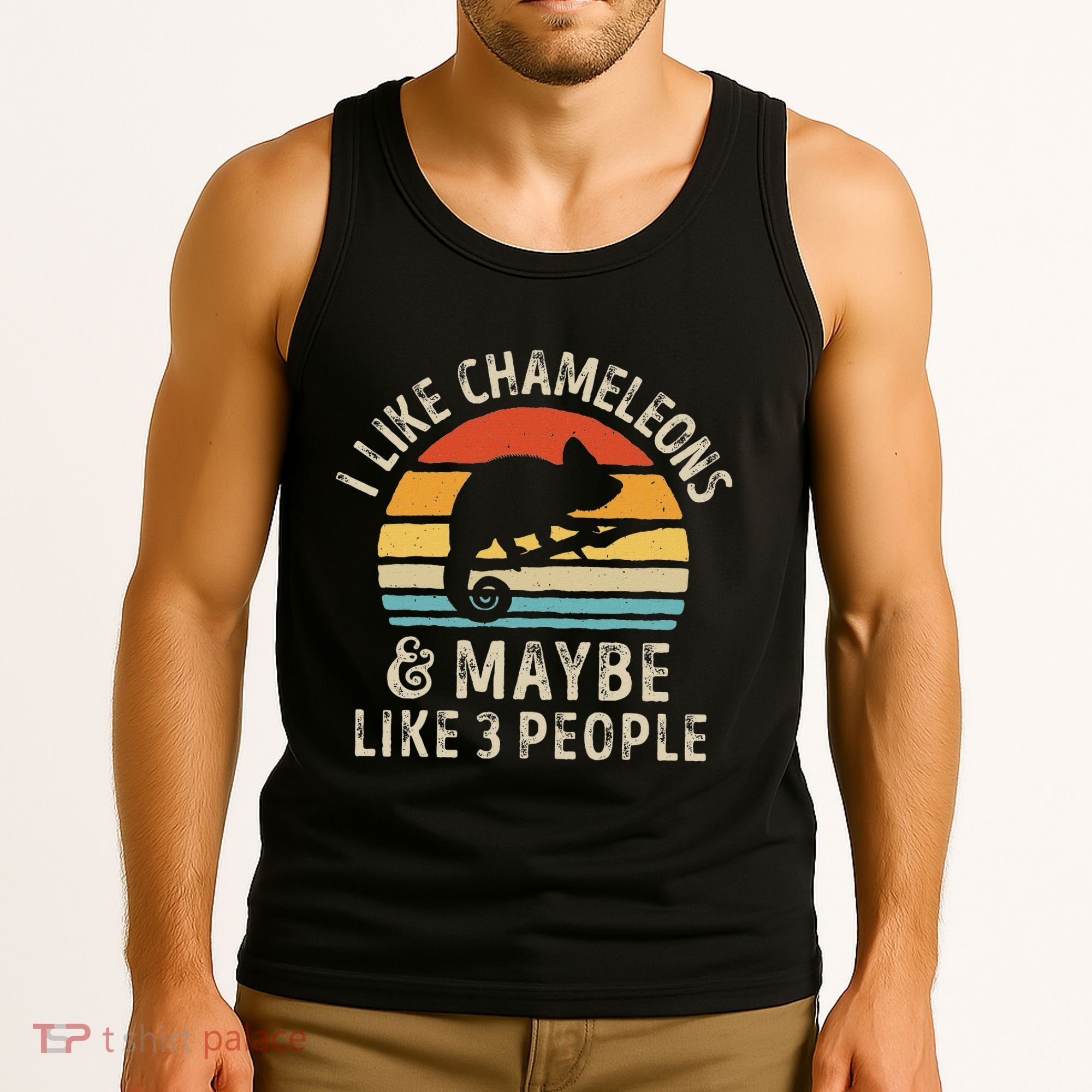 I Like Chameleons And Maybe 3 People Chameleon Lizard Retro Tank Top