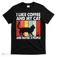 I Like Coffee And My Cat And Maybe 3 People Vintage T-Shirt thumb 0