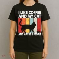 I Like Coffee And My Cat And Maybe 3 People Vintage T-Shirt thumb 4