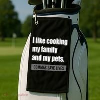 I Like Cooking My Fameaningful Giftmily And My Pets Commas Save Lives Cool Gift Golf Towel thumb 2