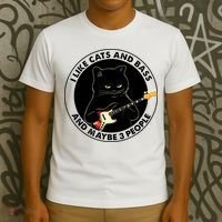 I Like Cats And Bass And Maybe 3 People Bass Guitar Player T-Shirt thumb 3