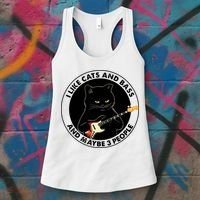 I Like Cats And Bass And Maybe 3 People Bass Guitar Player Women's Tank Top thumb 3