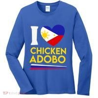 I Love Chicken Adobo Filipino Food Flag Map Pride Cute Gift Women's Long Sleeve Shirt thumb 0