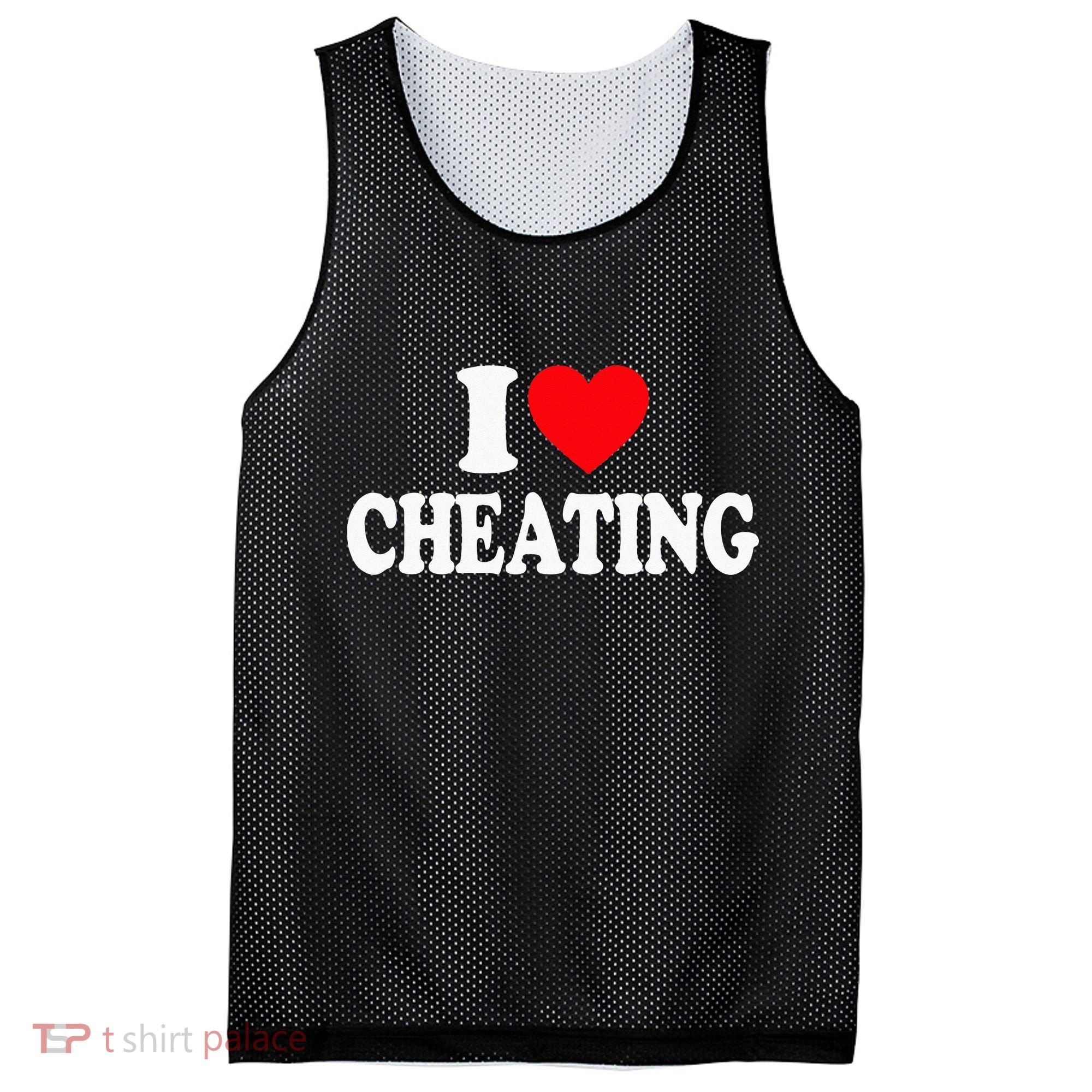 I Love Cheating I Heart Cheating Mesh Reversible Basketball Jersey Tank