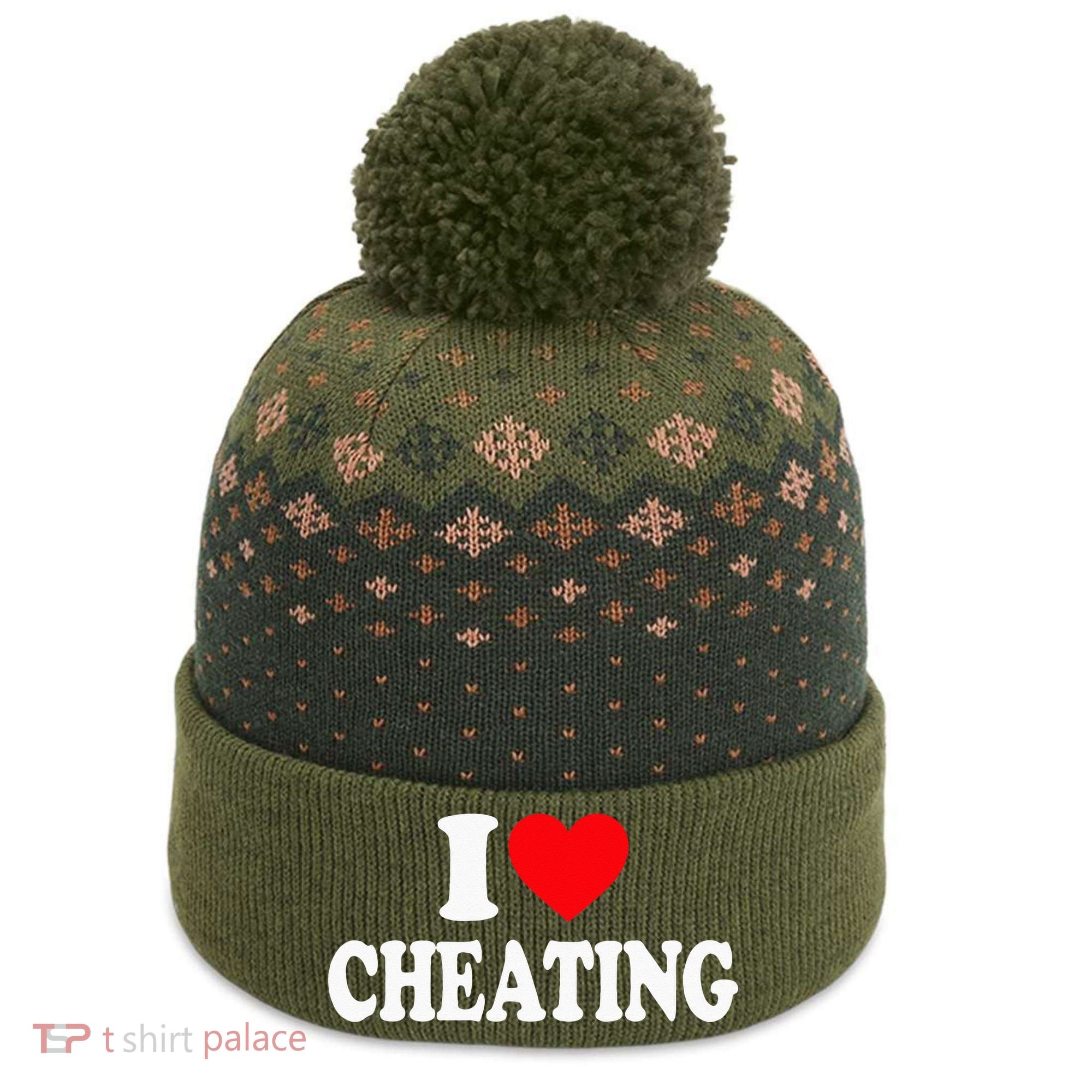I Love Cheating I Heart Cheating The Baniff Cuffed Pom Beanie