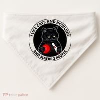 I Like Cats And Bowling And Maybe 3 People Funny Cat Lovers USA-Made Doggie Bandana thumb 0