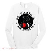 I Like Cats And Bowling And Maybe 3 People Funny Cat Lovers Long Sleeve Shirt thumb 0