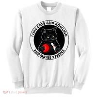 I Like Cats And Bowling And Maybe 3 People Funny Cat Lovers Sweatshirt thumb 0
