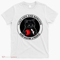 I Like Cats And Bowling And Maybe 3 People Funny Cat Lovers T-Shirt thumb 0