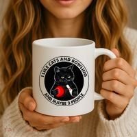 I Like Cats And Bowling And Maybe 3 People Funny Cat Lovers Coffee Mug thumb 3