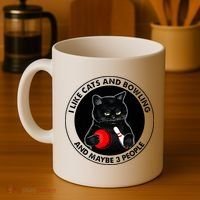 I Like Cats And Bowling And Maybe 3 People Funny Cat Lovers Coffee Mug thumb 4