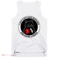 I Like Cats And Bowling And Maybe 3 People Funny Cat Lovers Tank Top thumb 0