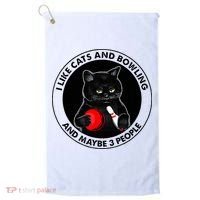 I Like Cats And Bowling And Maybe 3 People Funny Cat Lovers Golf Towel thumb 0