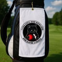 I Like Cats And Bowling And Maybe 3 People Funny Cat Lovers Golf Towel thumb 2