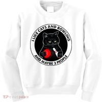 I Like Cats And Bowling And Maybe 3 People Funny Cat Lovers Kids Sweatshirt thumb 0