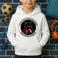 I Like Cats And Bowling And Maybe 3 People Funny Cat Lovers Kids Hoodie thumb 2