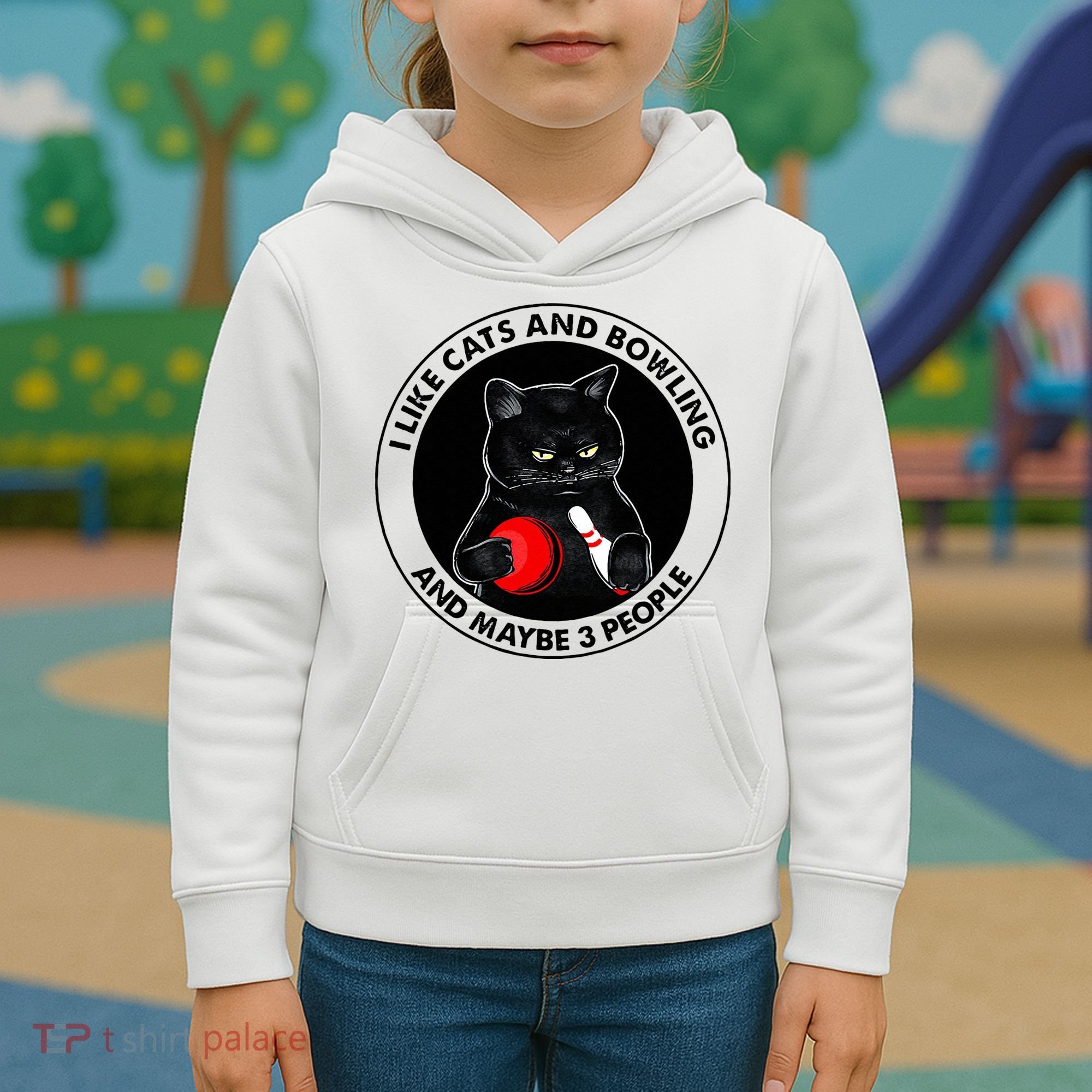 I Like Cats And Bowling And Maybe 3 People Funny Cat Lovers Kids Hoodie