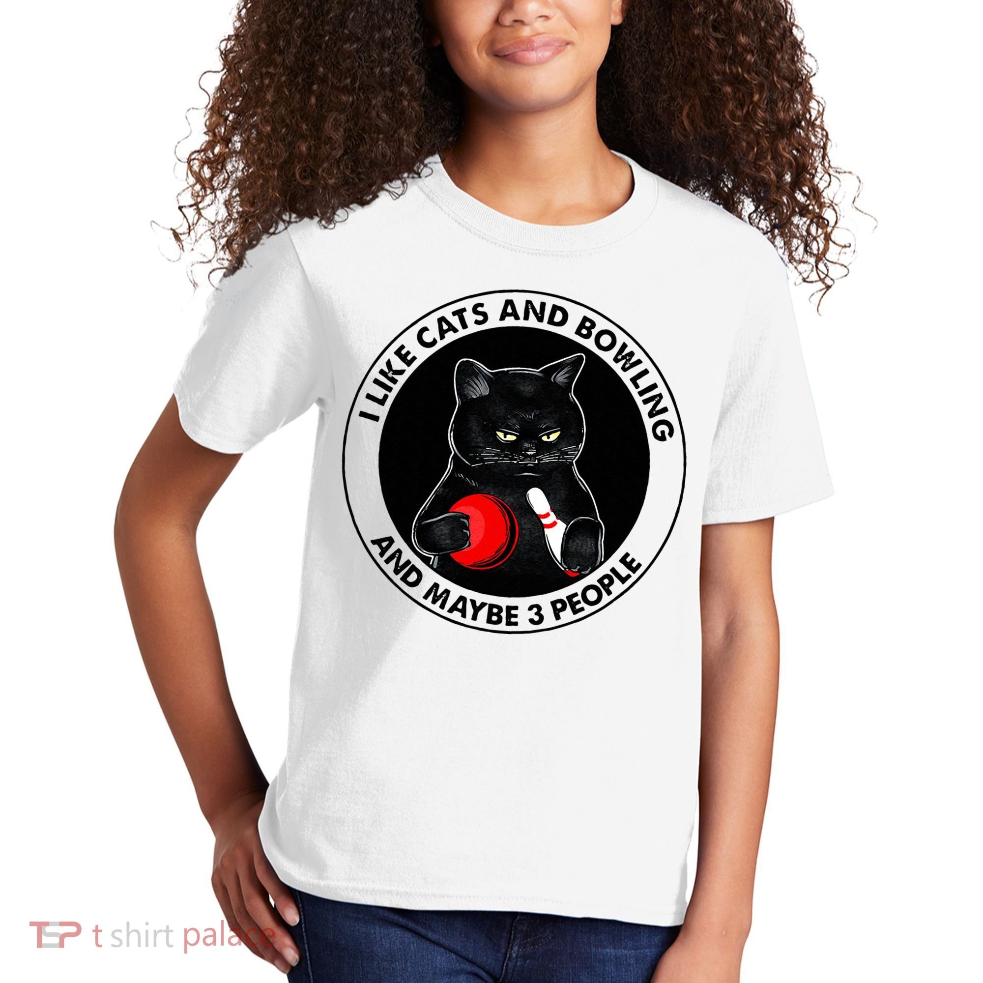 I Like Cats And Bowling And Maybe 3 People Funny Cat Lovers Kids T-Shirt