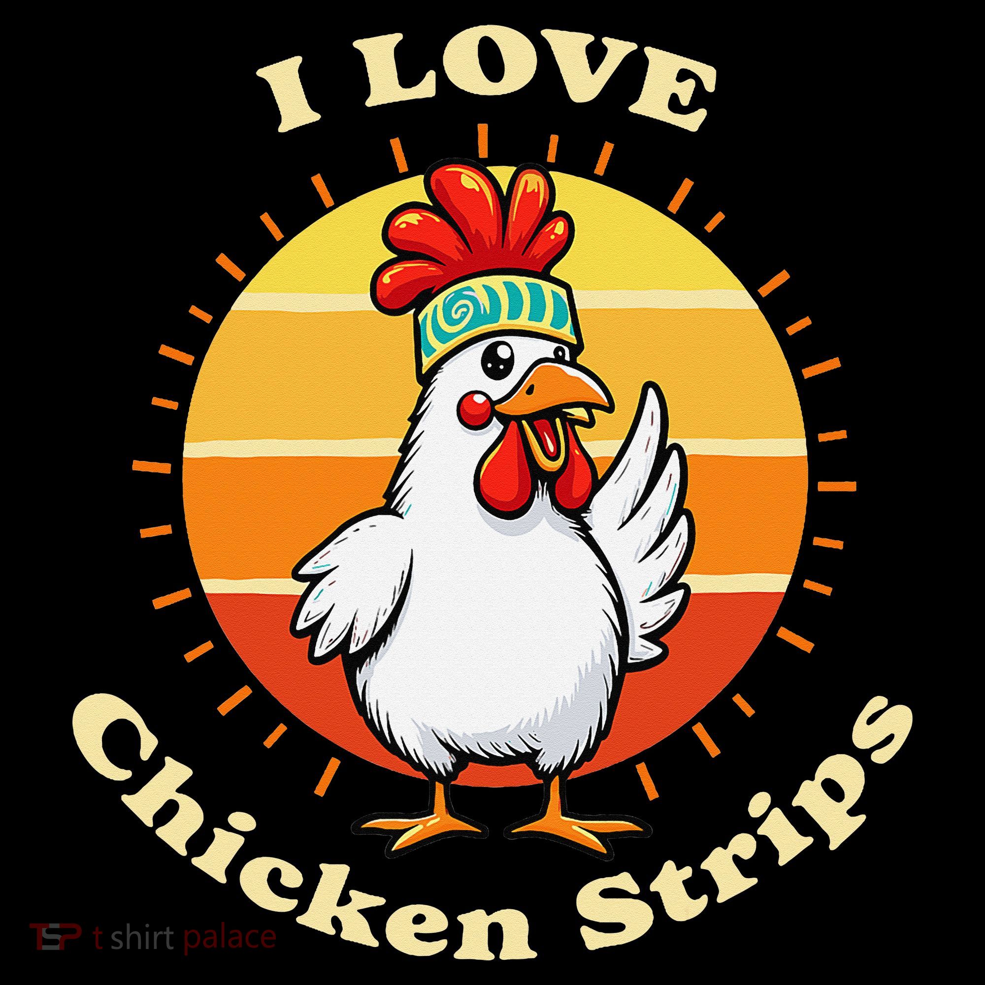 I Love Chicken Strips Funny Chicken Fast Food Lover Stripe Pom Pom Beanie