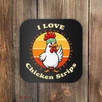 I Love Chicken Strips Funny Chicken Fast Food Lover Coaster thumb 0