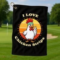 I Love Chicken Strips Funny Chicken Fast Food Lover Golf Towel thumb 1