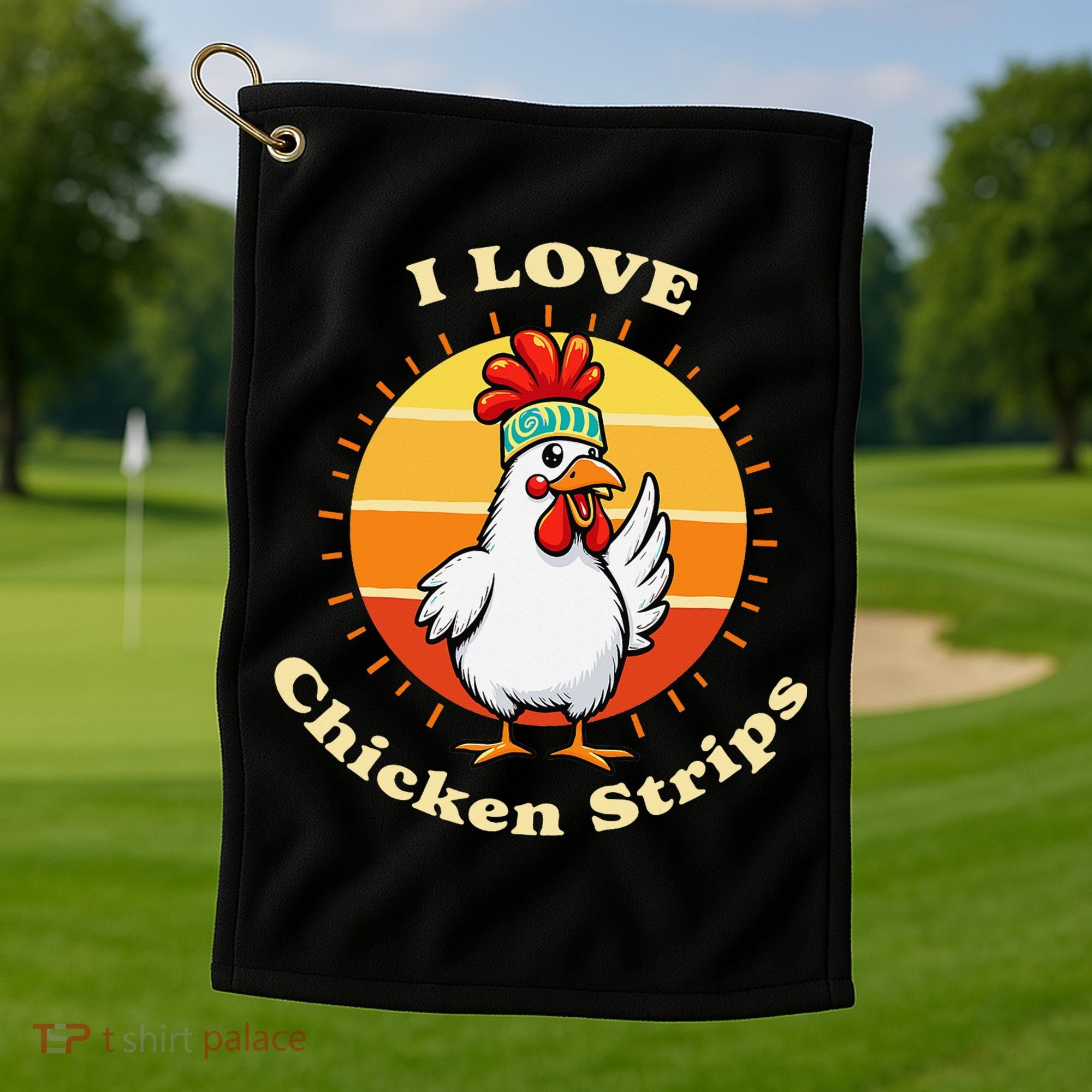 I Love Chicken Strips Funny Chicken Fast Food Lover Golf Towel